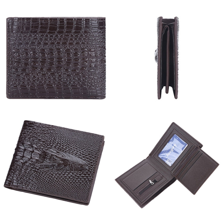 Baellerry Crocodile Print Men Short Wallet Vintage Multi-card Slot Coin Purse(Brown Head) - Wallets by Baellerry | Online Shopping South Africa | PMC TechLife | Buy Now Pay Later Mobicred