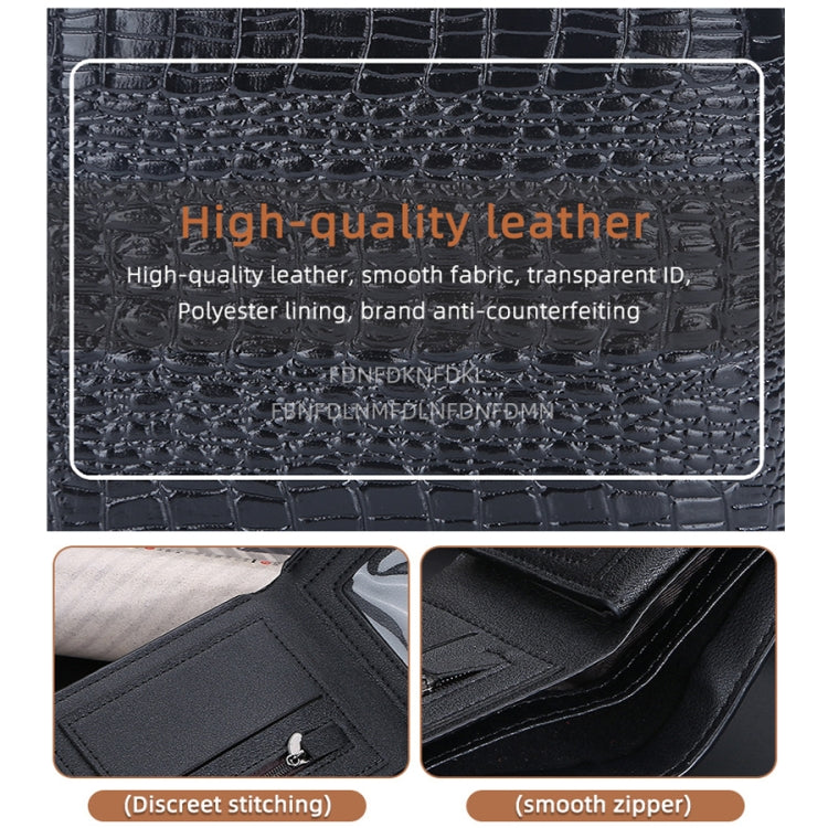 Baellerry Crocodile Print Men Short Wallet Vintage Multi-card Slot Coin Purse(Brown Head) - Wallets by Baellerry | Online Shopping South Africa | PMC TechLife | Buy Now Pay Later Mobicred