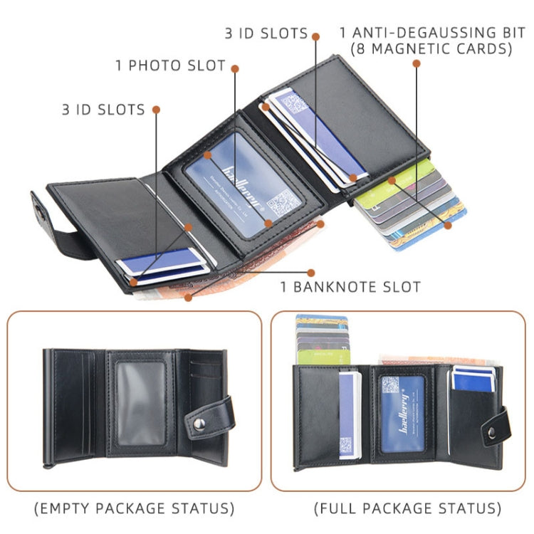 Baellerry RFID Anti-Theft Automatic Pop-Up Card Wallet Buckle Metal Aluminum Shell Card Holder(Black) - Antimagnetic RFID Package by Baellerry | Online Shopping South Africa | PMC TechLife | Buy Now Pay Later Mobicred