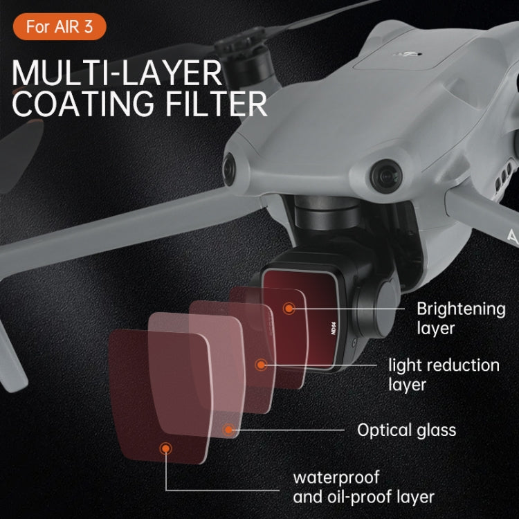 For DJI Air 3 RCSTQ Multi-Layer Coating Waterproof  Filter, Spec: ND-PL8/16/32/64 +UV +CPL 6-in-1 - free shipping - PMC TechLife - Order now!