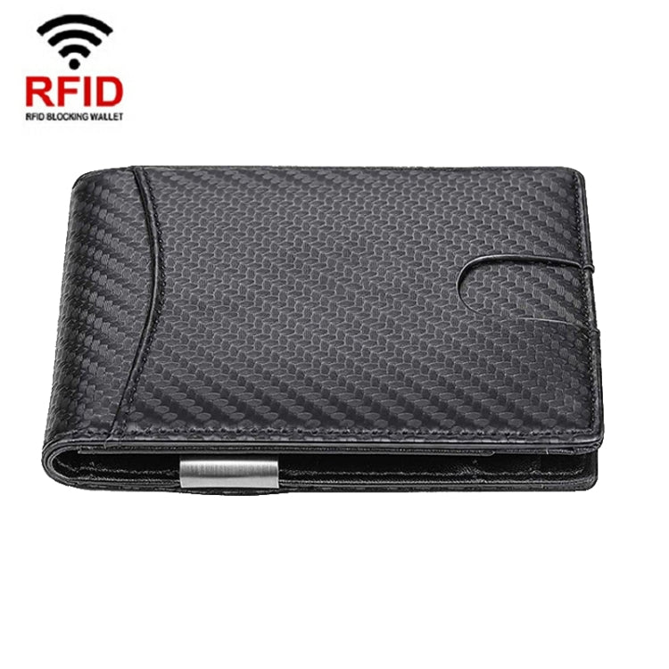 RFID Anti-Theft Brush Men Vintage Leather Wallet Card Case(Carbon Fiber+Black Inside) - Antimagnetic RFID Package by PMC TechLife | Online Shopping South Africa | PMC TechLife | Buy Now Pay Later Mobicred
