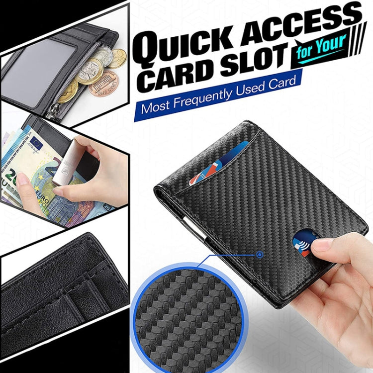 RFID Anti-Theft Brush Men Vintage Leather Wallet Card Case(Carbon Fiber+Orange Inside) - free shipping - PMC TechLife - Order now!