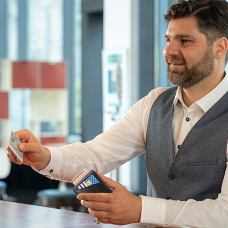 RFID Anti-Theft Brush Men Vintage Leather Wallet Card Case(Carbon Fiber+Orange Inside) - free shipping - PMC TechLife - Order now!