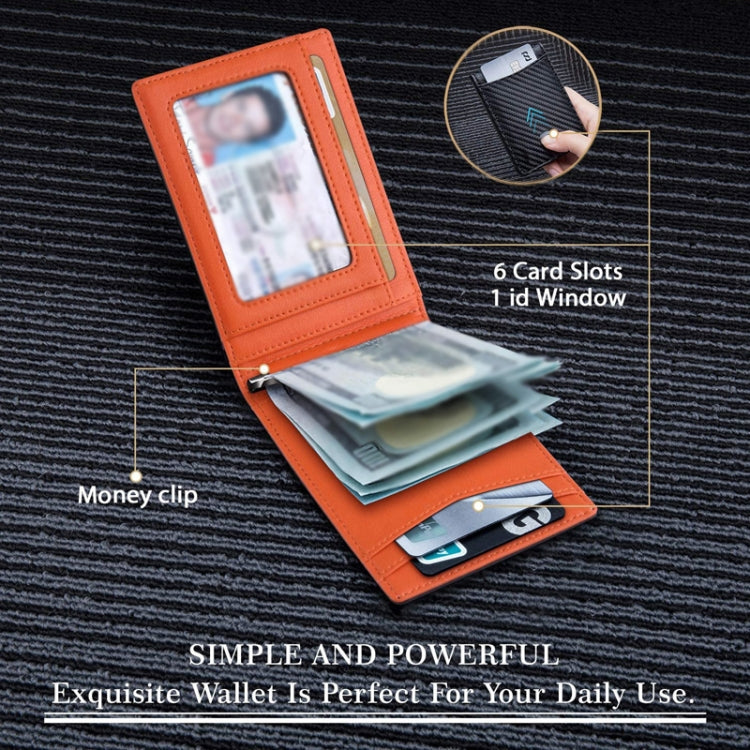 RFID Anti-Theft Brush Leather Multi Card Pocket Coin Wallet Credit Card Case(Flat Pattern+Orange Inside) - Antimagnetic RFID Package by PMC TechLife | Online Shopping South Africa | PMC TechLife | Buy Now Pay Later Mobicred
