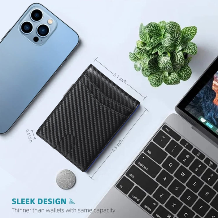 RFID Anti-Magnetic And Anti-Theft Leather Multi-Card Credit Card Wallet Coin Purse(Carbon Fiber Black+Blue Inner) - Antimagnetic RFID Package by PMC TechLife | Online Shopping South Africa | PMC TechLife | Buy Now Pay Later Mobicred