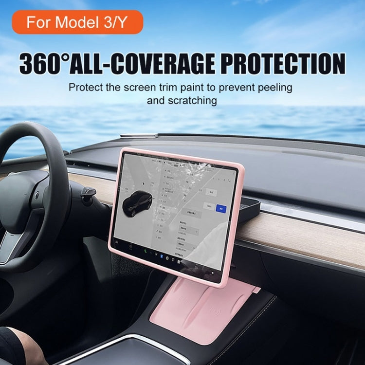 For Tesla Model3/Y Screen Bumper Protective Cover Silicone Frame(Pink) - Car Interior Mouldings by PMC TechLife | Online Shopping South Africa | PMC TechLife | Buy Now Pay Later Mobicred