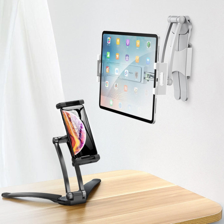 2 In 1 Aluminum Alloy Tablet PC Holder Wall Mount Mobile Phone Holder(Black) - Desktop Holder by PMC TechLife | Online Shopping South Africa | PMC TechLife