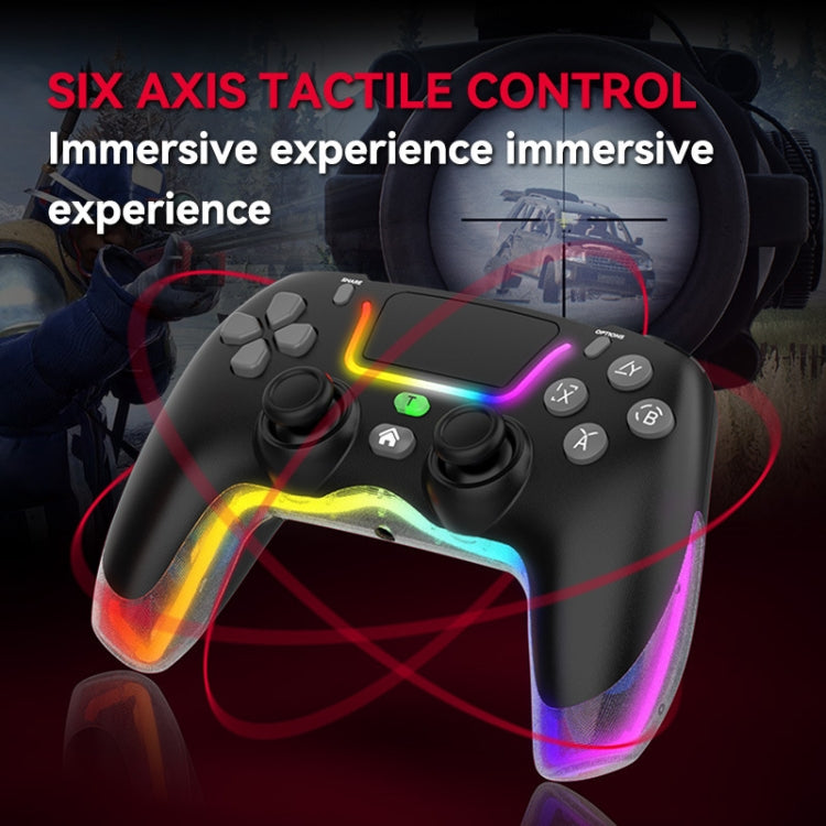 For PS4 Dazzle Color Light Wireless Bluetooth Grip(Black) - Gamepads by PMC TechLife | Online Shopping South Africa | PMC TechLife