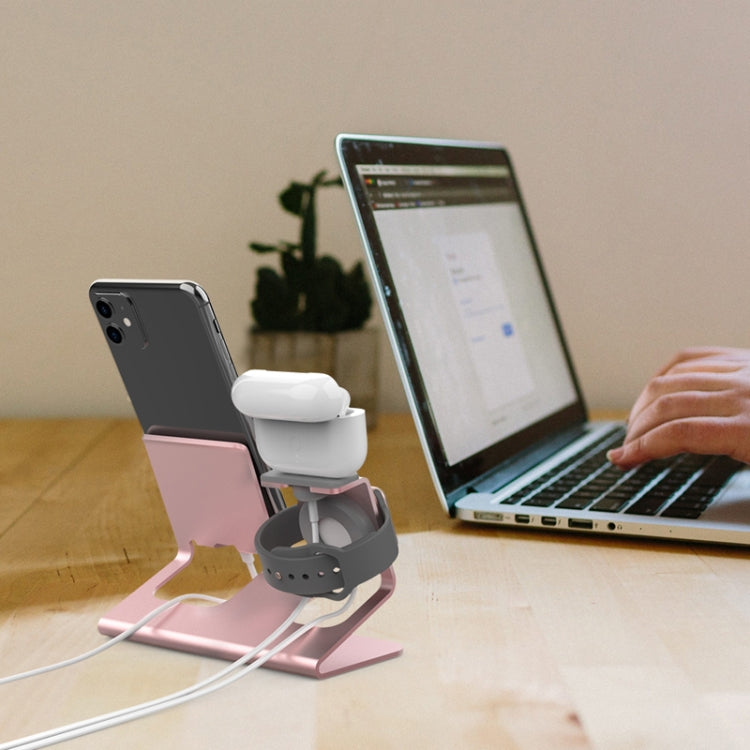 For IPhone / AirPods / Apple Watch Series AhaStyle 3 In 1 Aluminum Alloy Stand(Rose Gold) - Desktop Holder by AhaStyle | Online Shopping South Africa | PMC TechLife | Buy Now Pay Later Mobicred