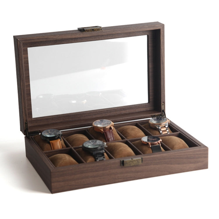 Wood Grain Leather Watch Display Box Watch Storage Case Jewelry Box, Style: 10 Digit Long - Watch Storages by PMC TechLife | Online Shopping South Africa | PMC TechLife
