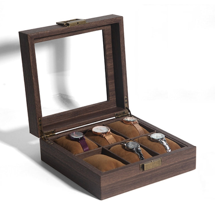 Wood Grain Leather Watch Display Box Watch Storage Case Jewelry Box, Style: 6 Digit Square - Watch Storages by PMC TechLife | Online Shopping South Africa | PMC TechLife