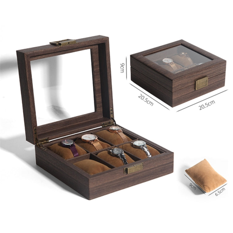 Wood Grain Leather Watch Display Box Watch Storage Case Jewelry Box, Style: 6 Digit Square - Watch Storages by PMC TechLife | Online Shopping South Africa | PMC TechLife