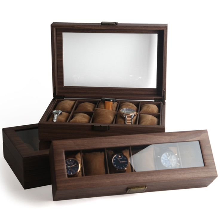 Wood Grain Leather Watch Display Box Watch Storage Case Jewelry Box, Style: 10 Digit Long - Watch Storages by PMC TechLife | Online Shopping South Africa | PMC TechLife