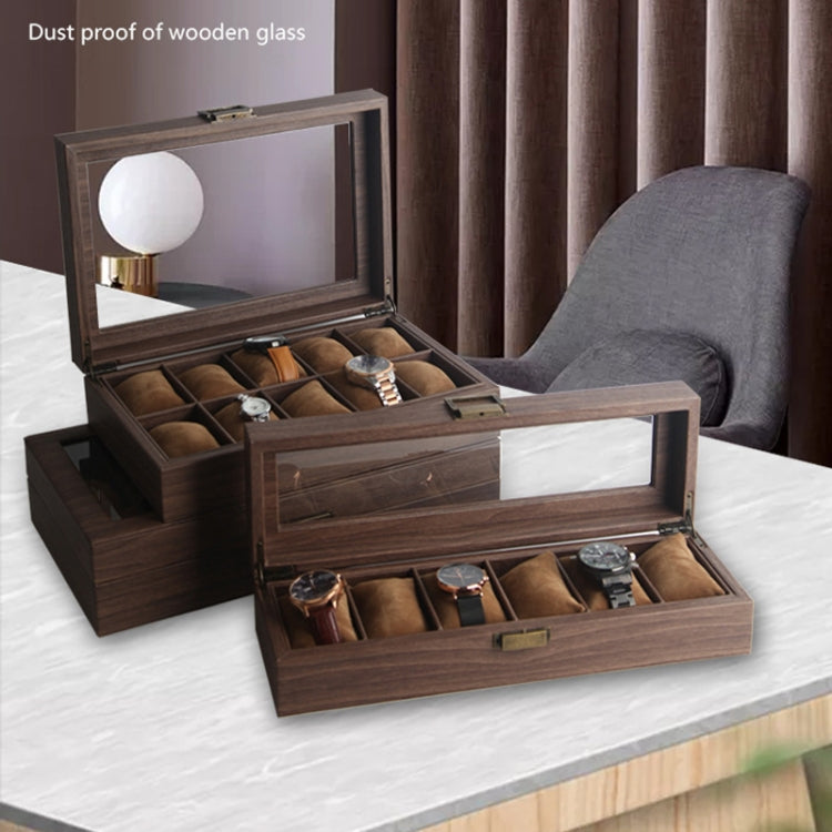 Wood Grain Leather Watch Display Box Watch Storage Case Jewelry Box, Style: 10 Digit Long - Watch Storages by PMC TechLife | Online Shopping South Africa | PMC TechLife