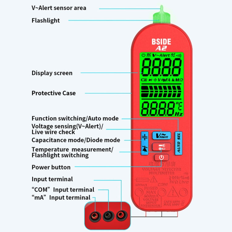 BSIDE A2 Charging Model Mini Digital Auto-Ranging Pencil Multimeter, Specification: Standard - free shipping - PMC TechLife - Order now!