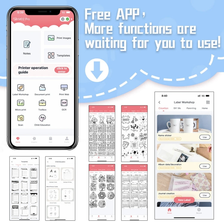 Phomemo M02 PRO Pocket Mini Small Portable Bluetooth Wrong Thermal Tag Printer(White) - Receipt Printers by Phomemo | Online Shopping South Africa | PMC TechLife | Buy Now Pay Later Mobicred