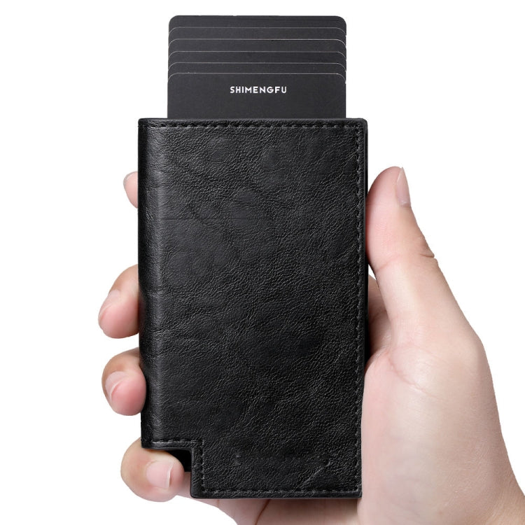 Pop-up Leather Metal Card Holder RFID Bifold Wallet(Carbon Fiber Black) - free shipping - PMC TechLife - Order now!