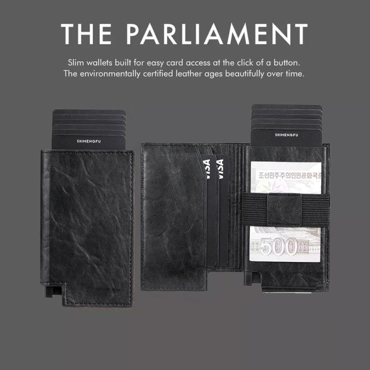 Pop-up Leather Metal Card Holder RFID Bifold Wallet(Black) - free shipping - PMC TechLife - Order now!