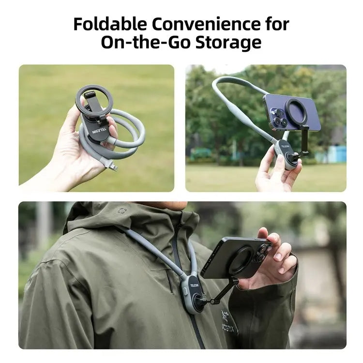 TELESIN Silicone Neck Mount Magnetic Selfie Stick Phone Neck Holder(Blue) - free shipping - PMC TechLife - Order now!