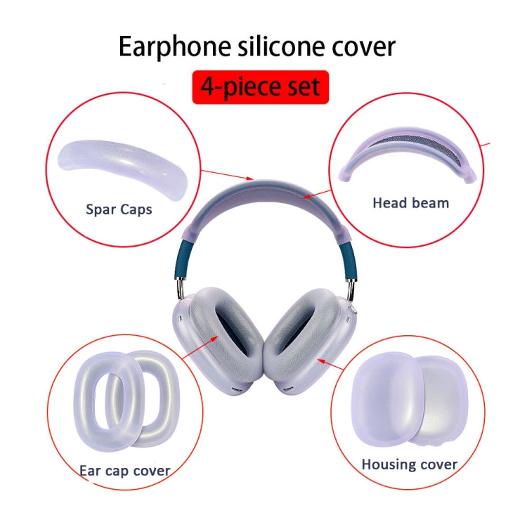 For AirPods Max Headphones 4-in-1 Silicone Replacement Cover Kit(Transparent Black) - Earmuff & Pad by PMC TechLife | Online Shopping South Africa | PMC TechLife | Buy Now Pay Later Mobicred