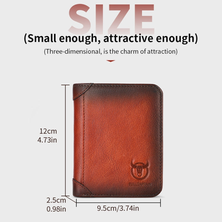 Bull Captain Men Wallet First-layer Cowhide Coin Clip RFID Retro Vertical ID Holder(Black) - Antimagnetic RFID Package by Bull Captain | Online Shopping South Africa | PMC TechLife | Buy Now Pay Later Mobicred