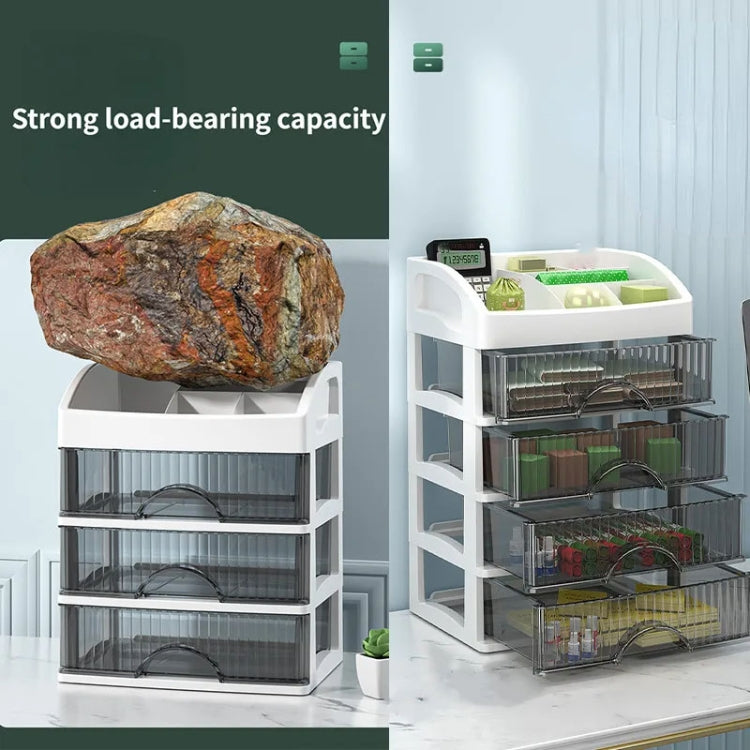 Desktop Drawer Organizer Multi-Layer Cosmetic Jewelry Box Stationery Multi-Functional Organizer, Style: 2 Layer Black Drawer (White) - free shipping - PMC TechLife - Order now!