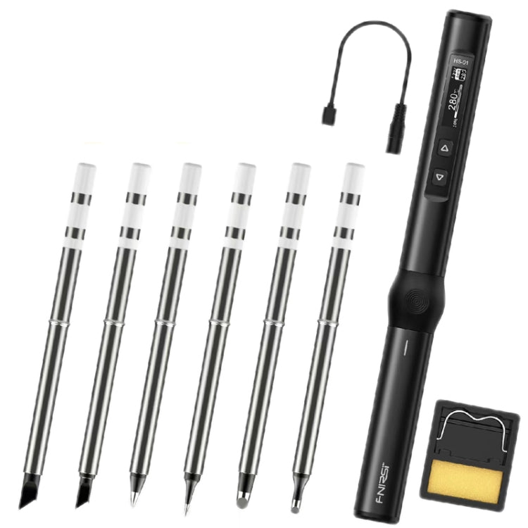 FNIRSI 9pcs/ Set Mini Soldering Station Digital Display Constant Temperature Smart Soldering Iron, Color: Black Standard 6 Heads - free shipping - PMC TechLife - Order now!