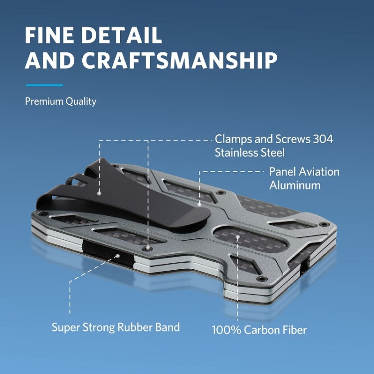 Aluminum Alloy RFID Card Holder Carbon Fiber Credit Card Wallet(Grey) - free shipping - PMC TechLife - Order now!