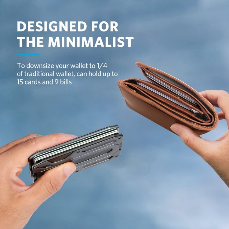 Aluminum Alloy RFID Card Holder Carbon Fiber Credit Card Wallet(Grey) - free shipping - PMC TechLife - Order now!