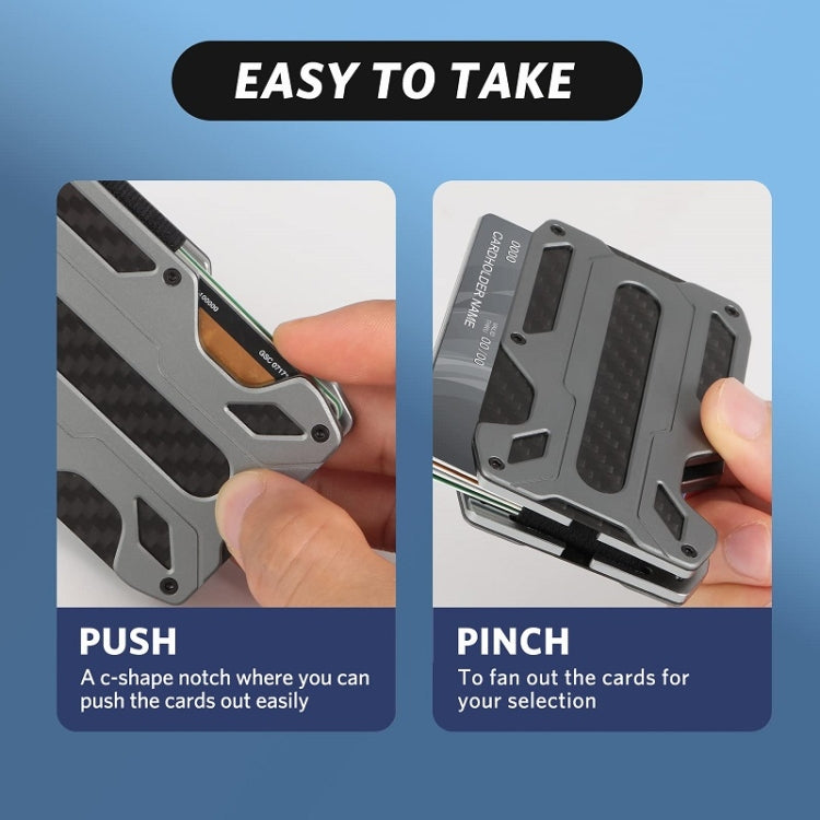 Aluminum Alloy RFID Card Holder Carbon Fiber Credit Card Wallet(Grey) - free shipping - PMC TechLife - Order now!