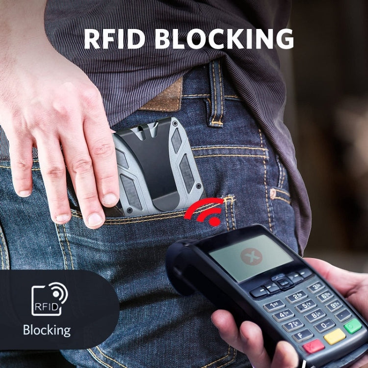 Aluminum Alloy RFID Card Holder Carbon Fiber Credit Card Wallet(Grey) - free shipping - PMC TechLife - Order now!