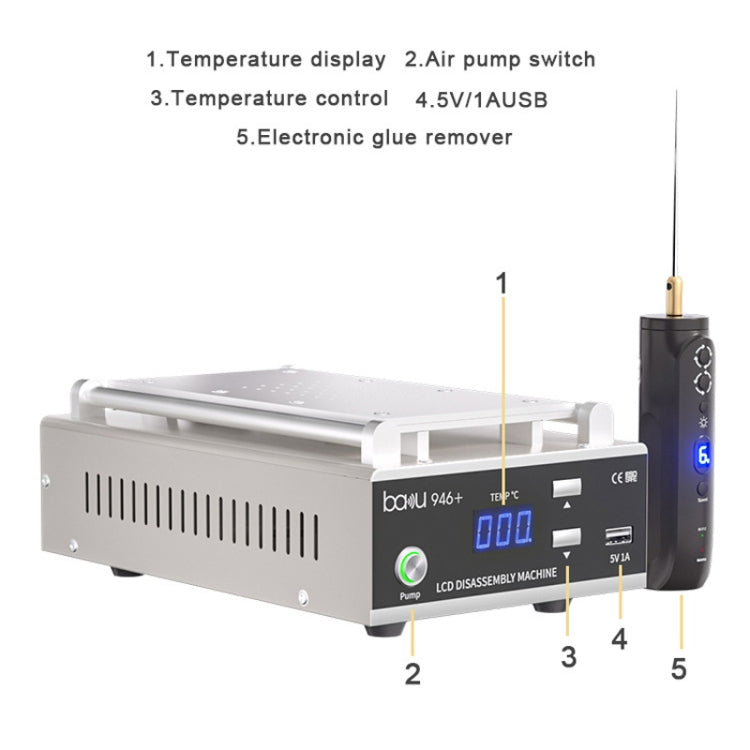 Baku BA-946+ 9 Inch 450W Phone Screen Separator With Electronic Glue Remove 110V US Plug - free shipping - PMC TechLife - Order now!
