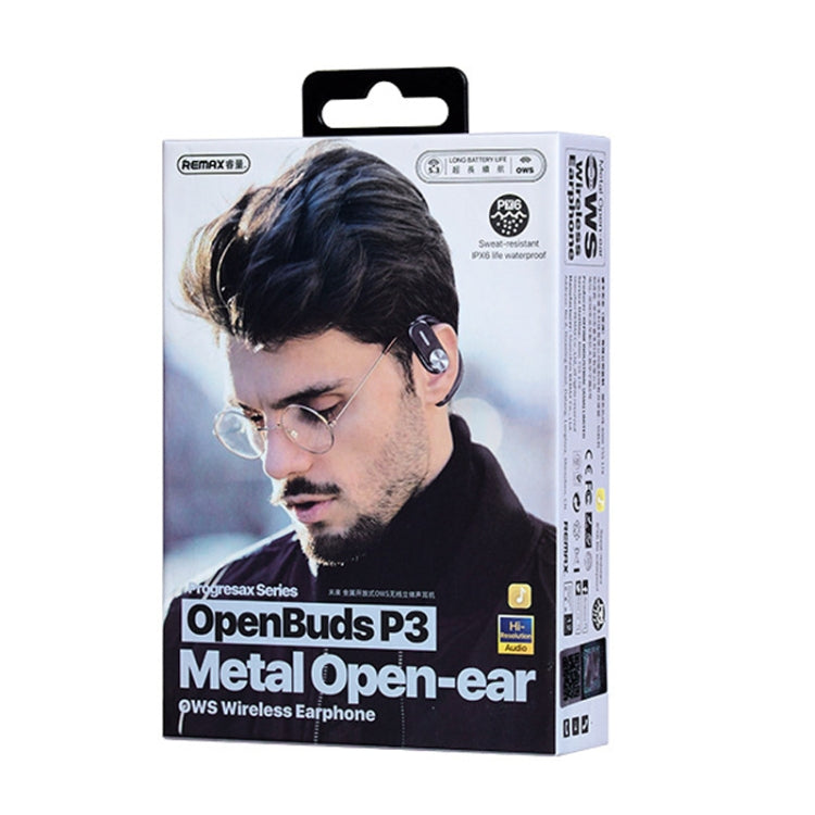 REMAX OpenBuds P3 Metal Open-Ear OWS Wireless Bluetooth Earphone(Black) - Bluetooth Earphone by REMAX | Online Shopping South Africa | PMC TechLife | Buy Now Pay Later Mobicred