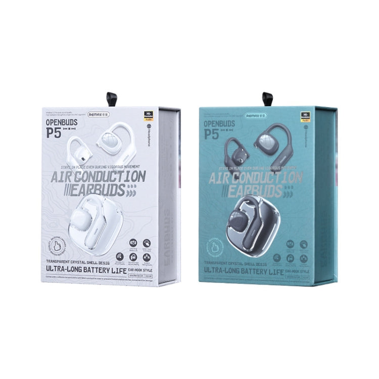 REMAX OpenBuds P5 Colorful Crystal Hanging Ear Air Conduction Bluetooth Earphone OWS Sports Music Wireless Earphone(White) - Bluetooth Earphone by REMAX | Online Shopping South Africa | PMC TechLife | Buy Now Pay Later Mobicred