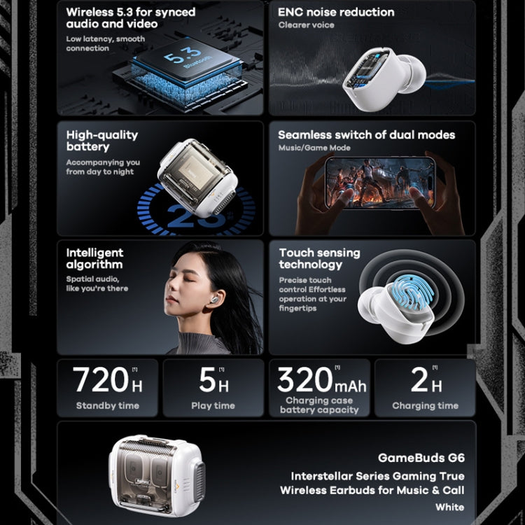 REMAX GameBuds G6 Transparent Wireless Bluetooth Gaming Earphone ENC Noise Reduction Into Ear Gaming Earphone(Ivory White) - Bluetooth Earphone by REMAX | Online Shopping South Africa | PMC TechLife | Buy Now Pay Later Mobicred