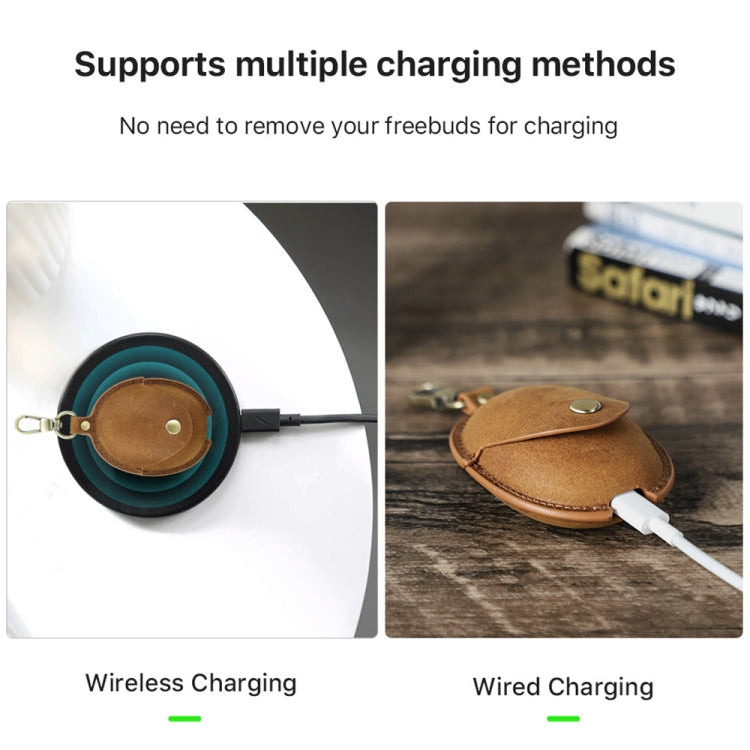 For Huawei FreeBuds 5 CONTACTS FAMILY CF1170 Cowhide Anti-Fall Bluetooth Earphone Protective Case(Blue) - free shipping - PMC TechLife - Order now!