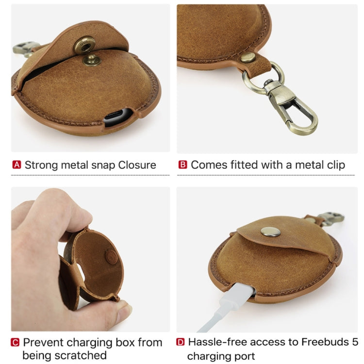 For Huawei FreeBuds 5 CONTACTS FAMILY CF1170 Cowhide Anti-Fall Bluetooth Earphone Protective Case(Blue) - free shipping - PMC TechLife - Order now!