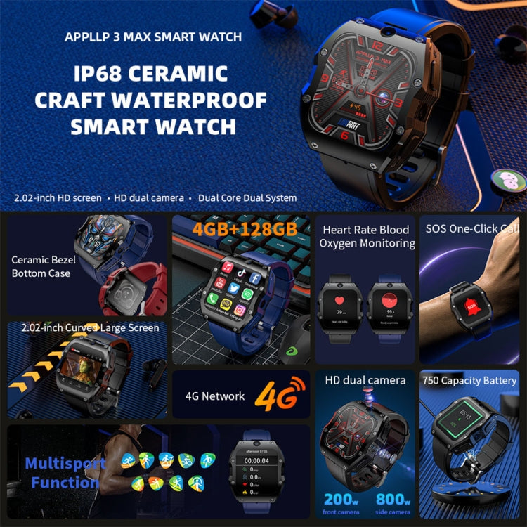 LOKMAT Appllp 3 Max 2.02-Inch Plug Card 4G Call Waterproof Sport Smart Watch With SOS(Claret) - free shipping - PMC TechLife - Order now!