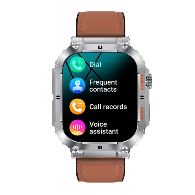 K57 Pro 1.96 Inch Bluetooth Call Music Weather Display Waterproof Smart Watch, Color: Silver Leather - free shipping - PMC TechLife - Order now!