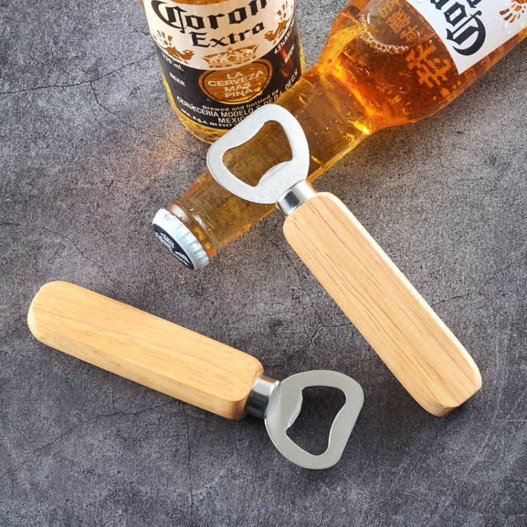 2 PCS Stainless Steel Beer Bottle Opener with Rubber Wood Handle Creative Gift Soda Bottle Driver - free shipping - PMC TechLife - Order now!