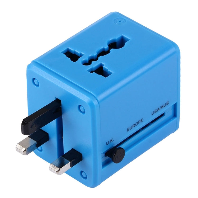 World-Wide Universal Travel Concealable Plugs Adapter with & Built-in Dual USB Ports Charger for US, UK, AU, EU(Blue) - International Plug Adaptor by PMC TechLife | Online Shopping South Africa | PMC TechLife