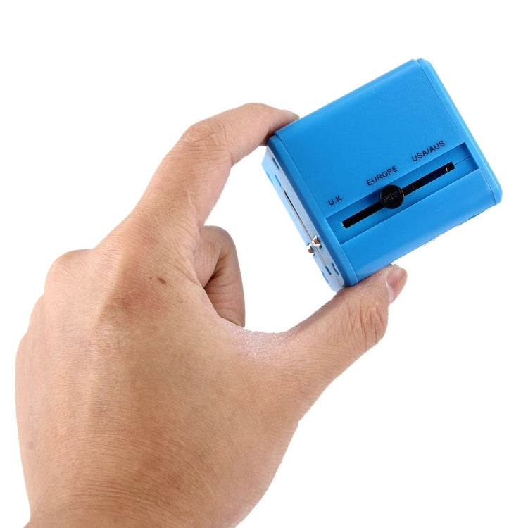 World-Wide Universal Travel Concealable Plugs Adapter with & Built-in Dual USB Ports Charger for US, UK, AU, EU(Blue) - International Plug Adaptor by PMC TechLife | Online Shopping South Africa | PMC TechLife