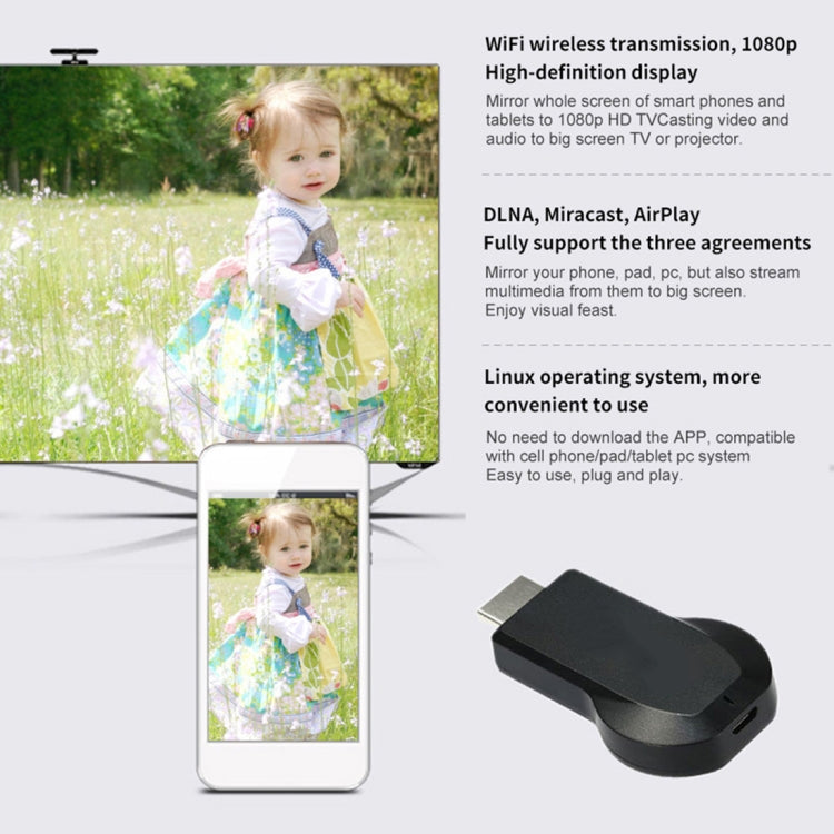 AnyCast M9 Plus Wireless WiFi Display Dongle Receiver Airplay Miracast DLNA 1080P HDMI TV Stick for iPhone, Samsung, and other Android Smartphones - Wireless Display Dongle by PMC TechLife | Online Shopping South Africa | PMC TechLife | Buy Now Pay Later Mobicred