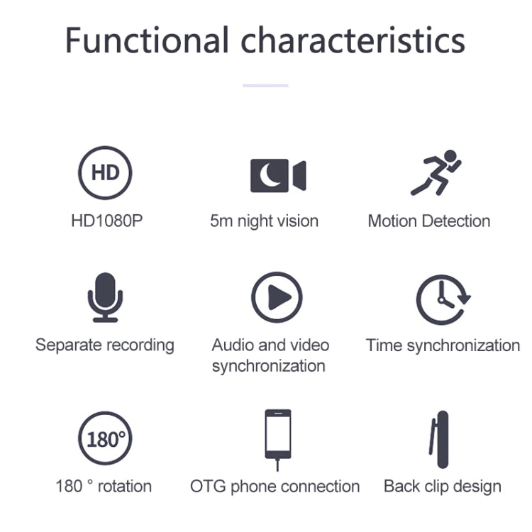 B19 Back Clip Design 1080P HD Camera Video Recorder, Support Motion Detection / Infrared Night Vision /180 Degrees Rotation Camera / TF Card / OTG - free shipping - PMC TechLife - Order now!