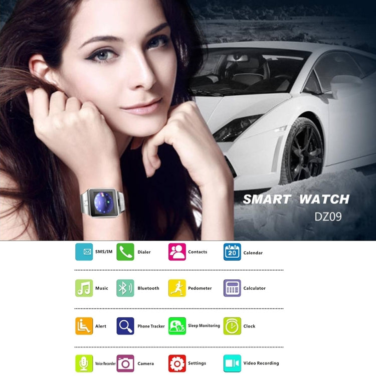 DZ09 1.56 inch Screen Bluetooth 3.0 Android 4.1 OS Above Smart Watch Phone with Bluetooth Call & Call Reminder & Sleep Monitor & Pedometer & Sedentary Reminder & Calendar & SMS & Audio and Video Player & Anti-loss Function(Gold) - Smart Watches by PMC TechLife | Online Shopping South Africa | PMC TechLife | Buy Now Pay Later Mobicred