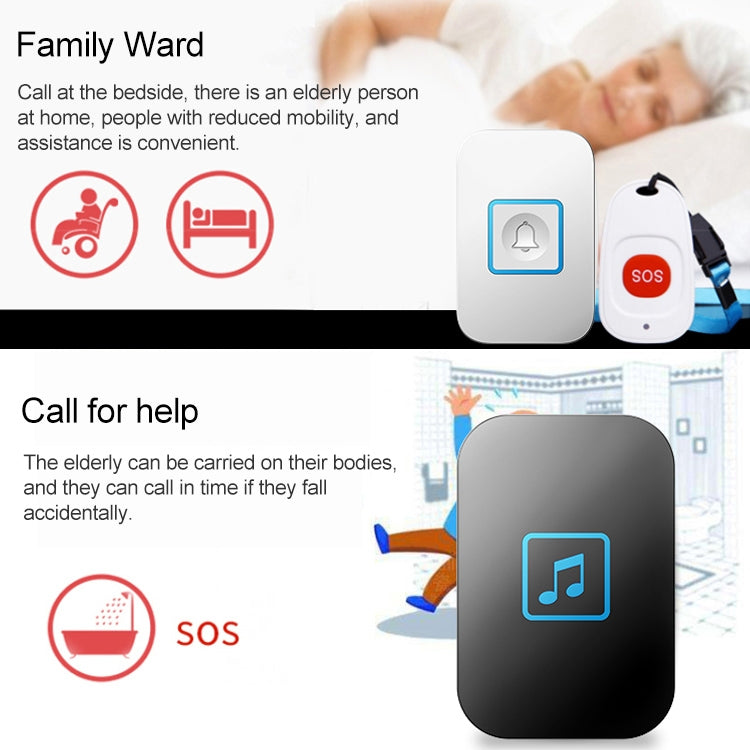 CACAZI C86 Wireless SOS Pager Doorbell Old man Child Emergency Alarm Remote Call Bell, EU Plug(Black) - free shipping - PMC TechLife - Order now!