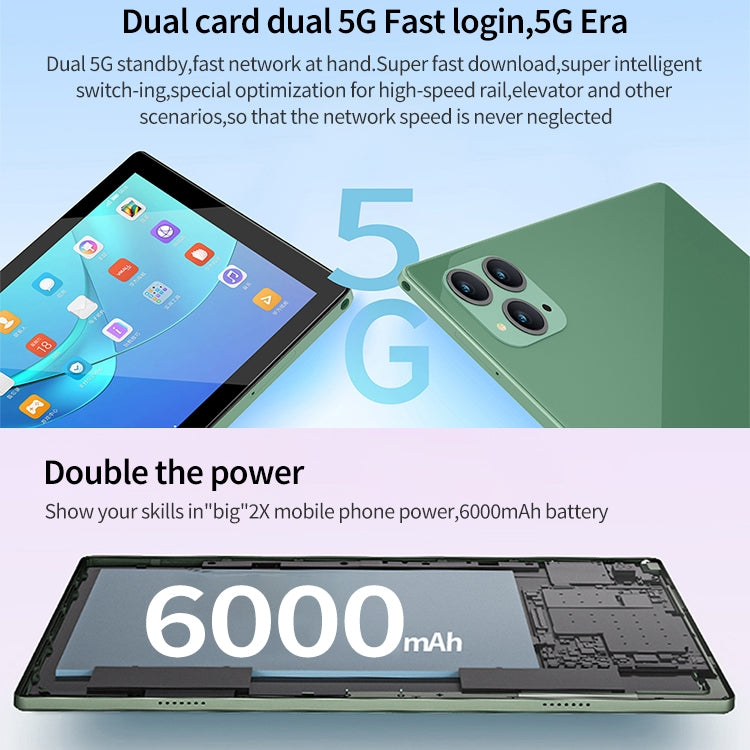 BDF P50 4G LTE Tablet PC, 10.1 inch, 8GB+128GB, Android 12.0 MTK6762 Octa Core, Support Dual SIM & Bluetooth & WiFi, EU Plug(Green) - free shipping - PMC TechLife - Order now!