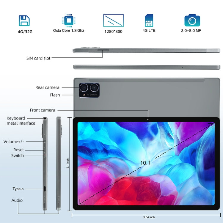 G16 4G Phone Call Tablet PC, 10.1 inch, 4GB+32GB, Android 8.0 MTK6750 Octa Core 1.8GHz, Dual SIM, Support GPS, OTG, WiFi, BT (Sky Blue) - 10.1 inch by PMC TechLife | Online Shopping South Africa | PMC TechLife