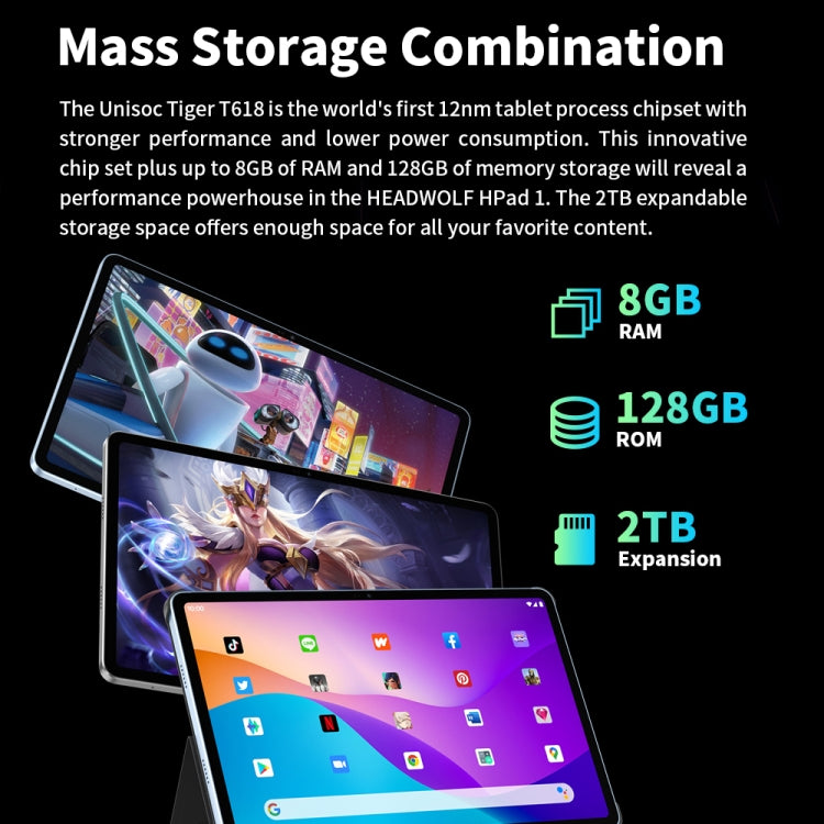 HEADWOLF Hpad1 4G LTE, 10.4 inch, 8GB+128GB, Android 11 Unisoc T618 Octa Core up to 2.0GHz, Support Dual SIM & WiFi & Bluetooth, Global Version with Google Play, US Plug(Grey) - free shipping - PMC TechLife - Order now!