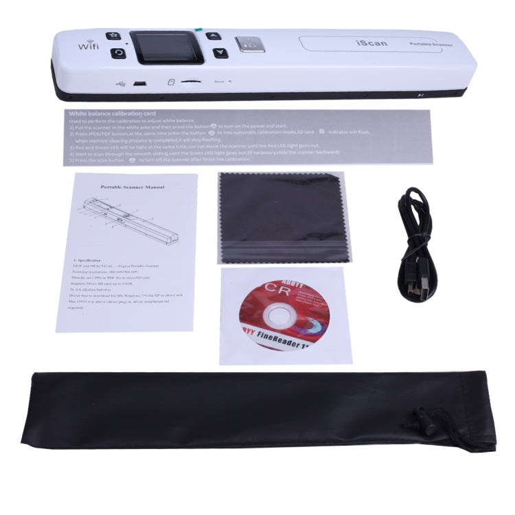 iScan02 WiFi Double Roller Mobile Document Portable Handheld Scanner with LED Display,  Support 1050DPI  / 600DPI  / 300DPI  / PDF / JPG / TF(White) - Portable Scanner by PMC TechLife | Online Shopping South Africa | PMC TechLife